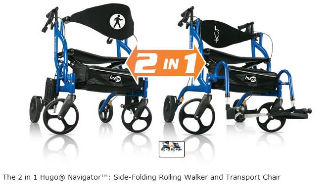 Hugo Rollator 943 Transport Wheelchair Rollator Rollator Side