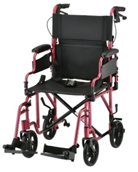 Nova Aluminum Transport Wheelchair with LOCKING HAND BRAKES, FLIP UP ARMS AND ANTI-TIPPERS