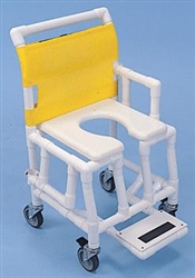 PVC Shower and Commode Chair Soft Seat Footrest Drop Arm 18" Wide